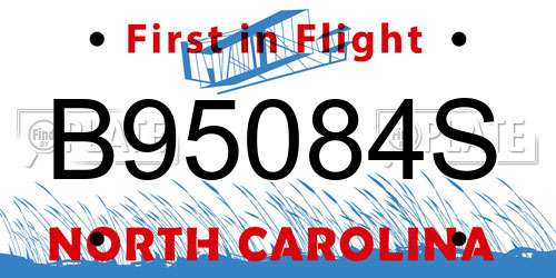 B95084S North Carolina License Plate