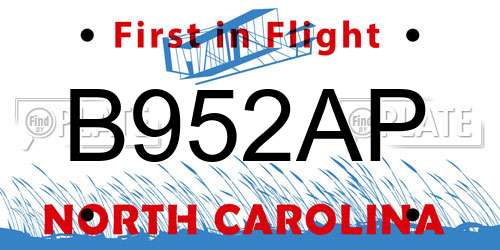 B952AP North Carolina License Plate