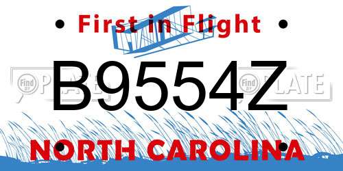 B9554Z North Carolina License Plate