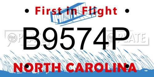B9574P North Carolina License Plate