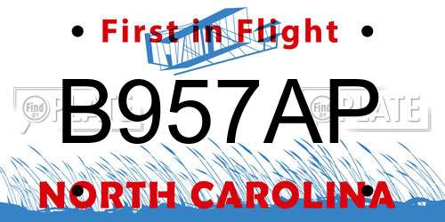 B957AP North Carolina License Plate