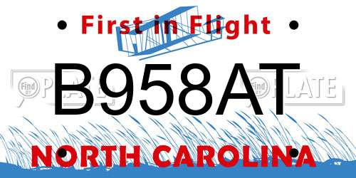 B958AT North Carolina License Plate