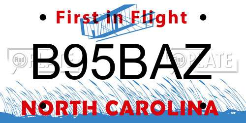 B95BAZ North Carolina License Plate