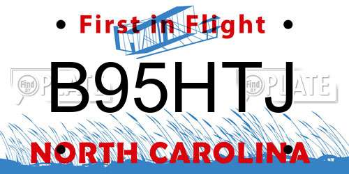 B95HTJ North Carolina License Plate