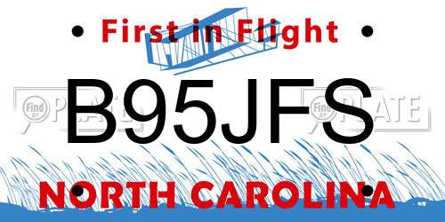 B95JFS North Carolina License Plate