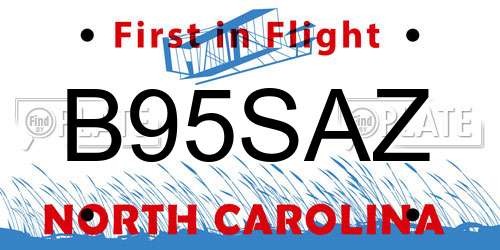 B95SAZ North Carolina License Plate
