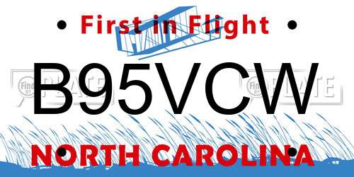 B95VCW North Carolina License Plate