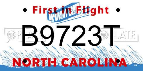 B9723T North Carolina License Plate