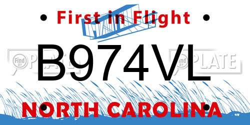 B974VL North Carolina License Plate