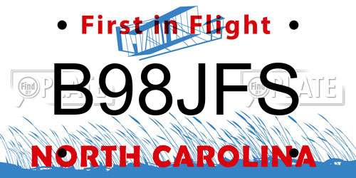 B98JFS North Carolina License Plate