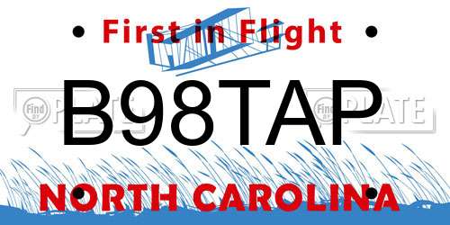 B98TAP North Carolina License Plate