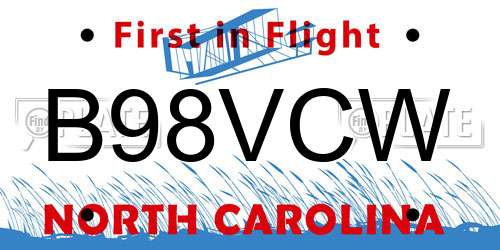 B98VCW North Carolina License Plate