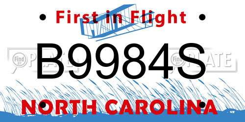 B9984S North Carolina License Plate