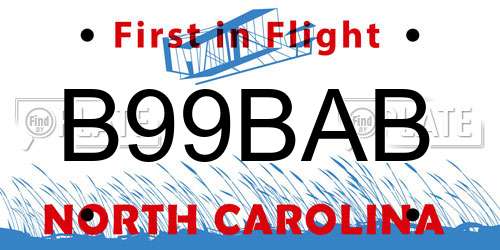 B99BAB North Carolina License Plate