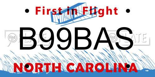 B99BAS North Carolina License Plate