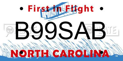 B99SAB North Carolina License Plate