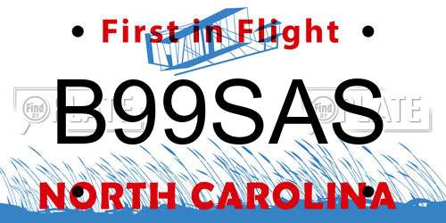 B99SAS North Carolina License Plate