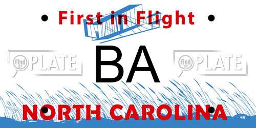 BA North Carolina License Plate