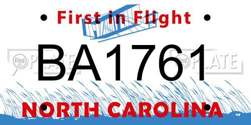 BA1761 North Carolina License Plate