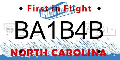 BA1B4B North Carolina License Plate