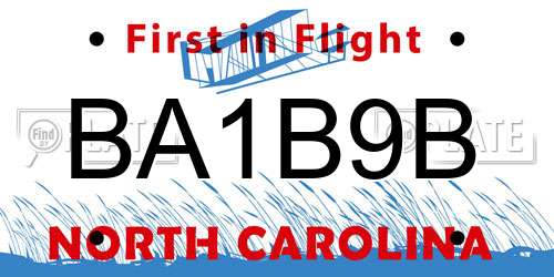 BA1B9B North Carolina License Plate