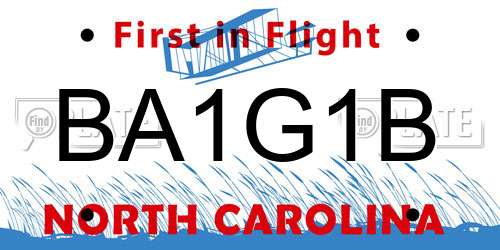 BA1G1B North Carolina License Plate
