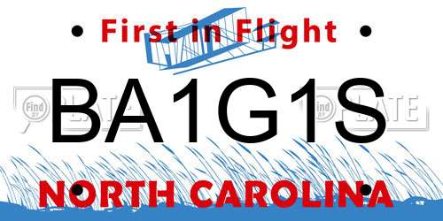 BA1G1S North Carolina License Plate