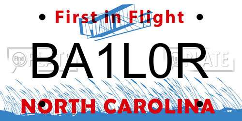 BA1L0R North Carolina License Plate