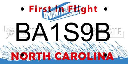 BA1S9B North Carolina License Plate