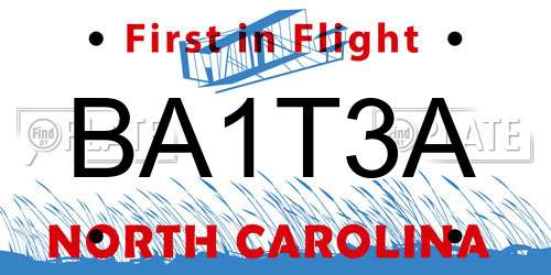 BA1T3A North Carolina License Plate