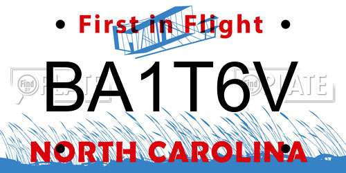 BA1T6V North Carolina License Plate
