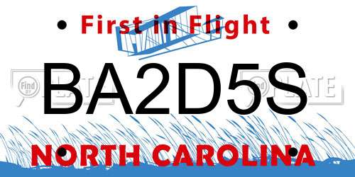 BA2D5S North Carolina License Plate