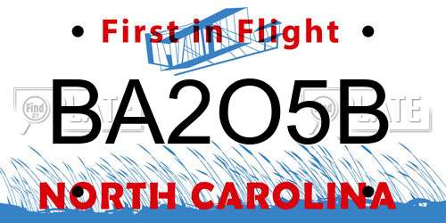 BA2O5B North Carolina License Plate
