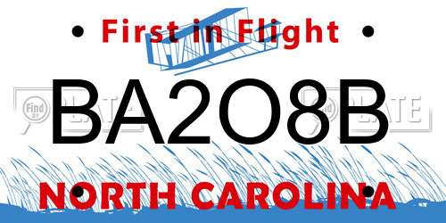 BA2O8B North Carolina License Plate