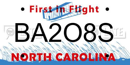 BA2O8S North Carolina License Plate