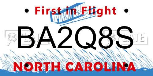 BA2Q8S North Carolina License Plate