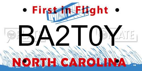 BA2T0Y North Carolina License Plate