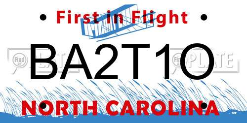 BA2T1O North Carolina License Plate