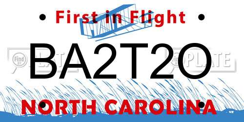 BA2T2O North Carolina License Plate