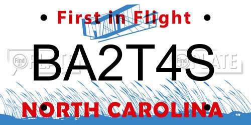BA2T4S North Carolina License Plate