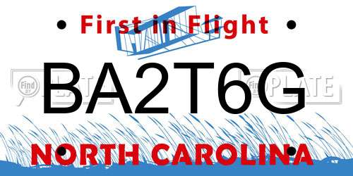 BA2T6G North Carolina License Plate