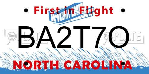 BA2T7O North Carolina License Plate
