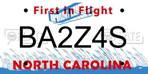 BA2Z4S North Carolina License Plate