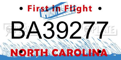 BA39277 North Carolina License Plate