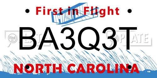 BA3Q3T North Carolina License Plate