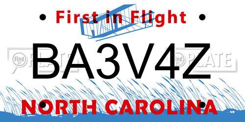 BA3V4Z North Carolina License Plate