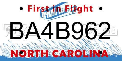 BA4B962 North Carolina License Plate