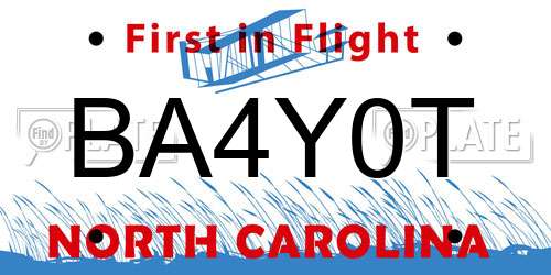 BA4Y0T North Carolina License Plate
