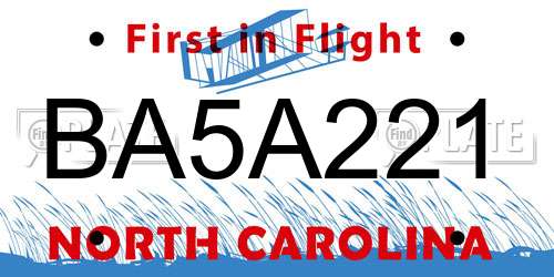 BA5A221 North Carolina License Plate
