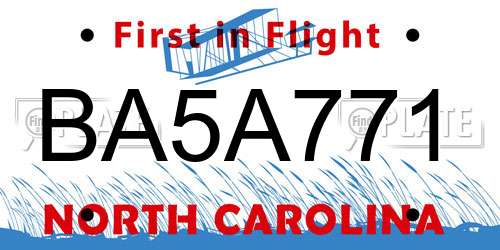 BA5A771 North Carolina License Plate